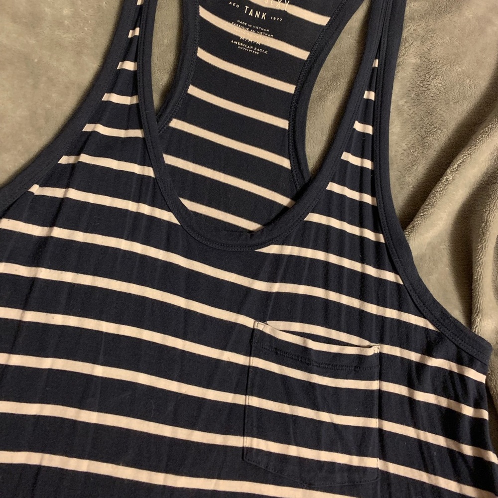American Eagle Outfitters Soft & Sexy Tank, Medium, blue & white striped